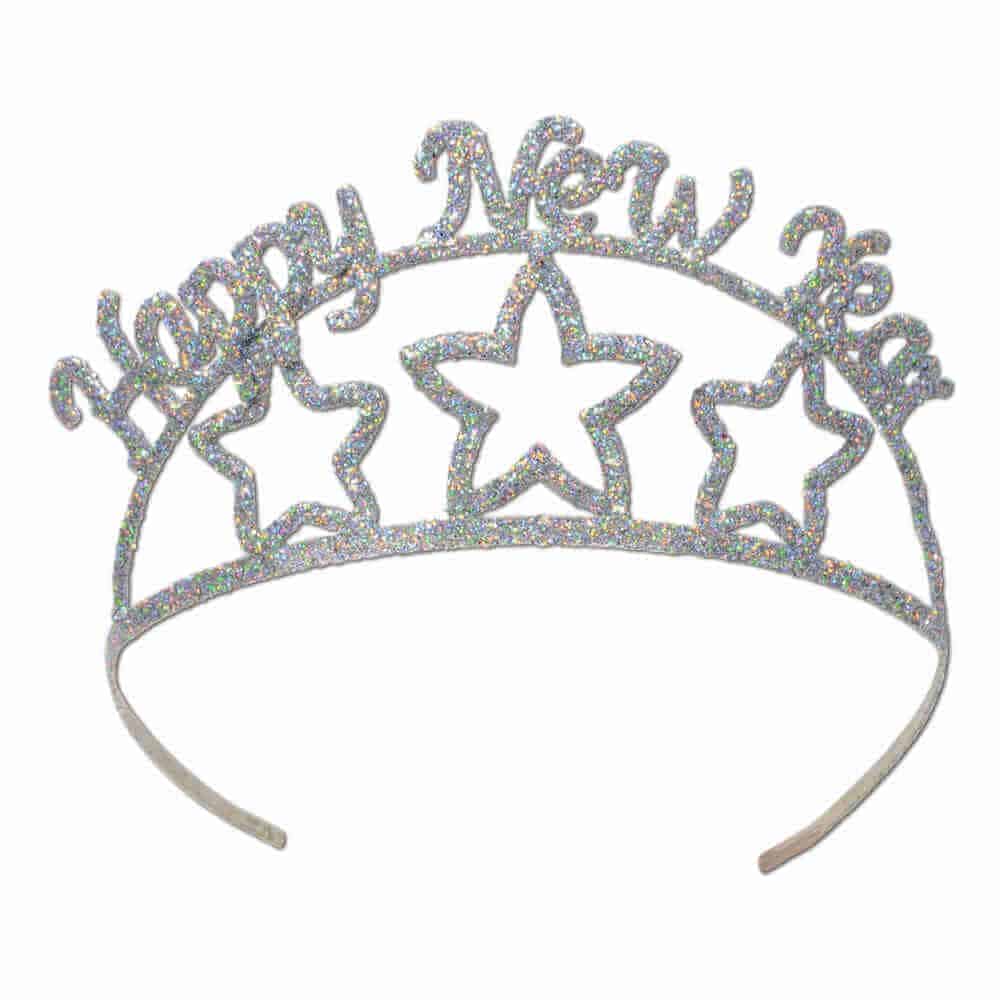 glittered metal happy new year tiara