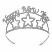 glittered metal happy new year tiara