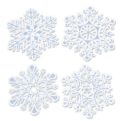 Glittered Snowflake Cutouts with silver glitter.
