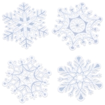 Glittered Snowflake Cutouts (Pack of 48) glittered snowflake cutouts, 14 inch snowflake decorations, winter party décor, glitter snowflake cardboard cutouts, holiday classroom decorations, two-sided glitter snowflakes, winter event supplies