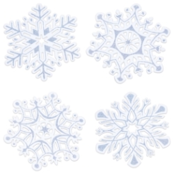 Glittered Snowflake Cutouts (Pack of 48) glittered snowflake cutouts, 14 inch snowflake decorations, winter party décor, glitter snowflake cardboard cutouts, holiday classroom decorations, two-sided glitter snowflakes, winter event supplies