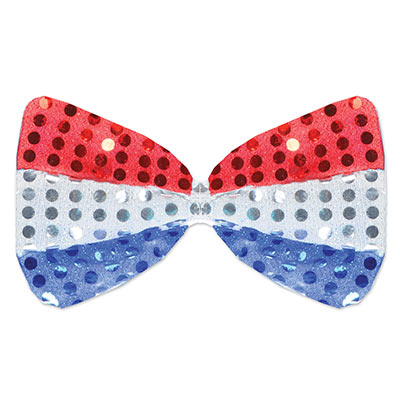 Patriotic bow with sequins of red, silver and blue.