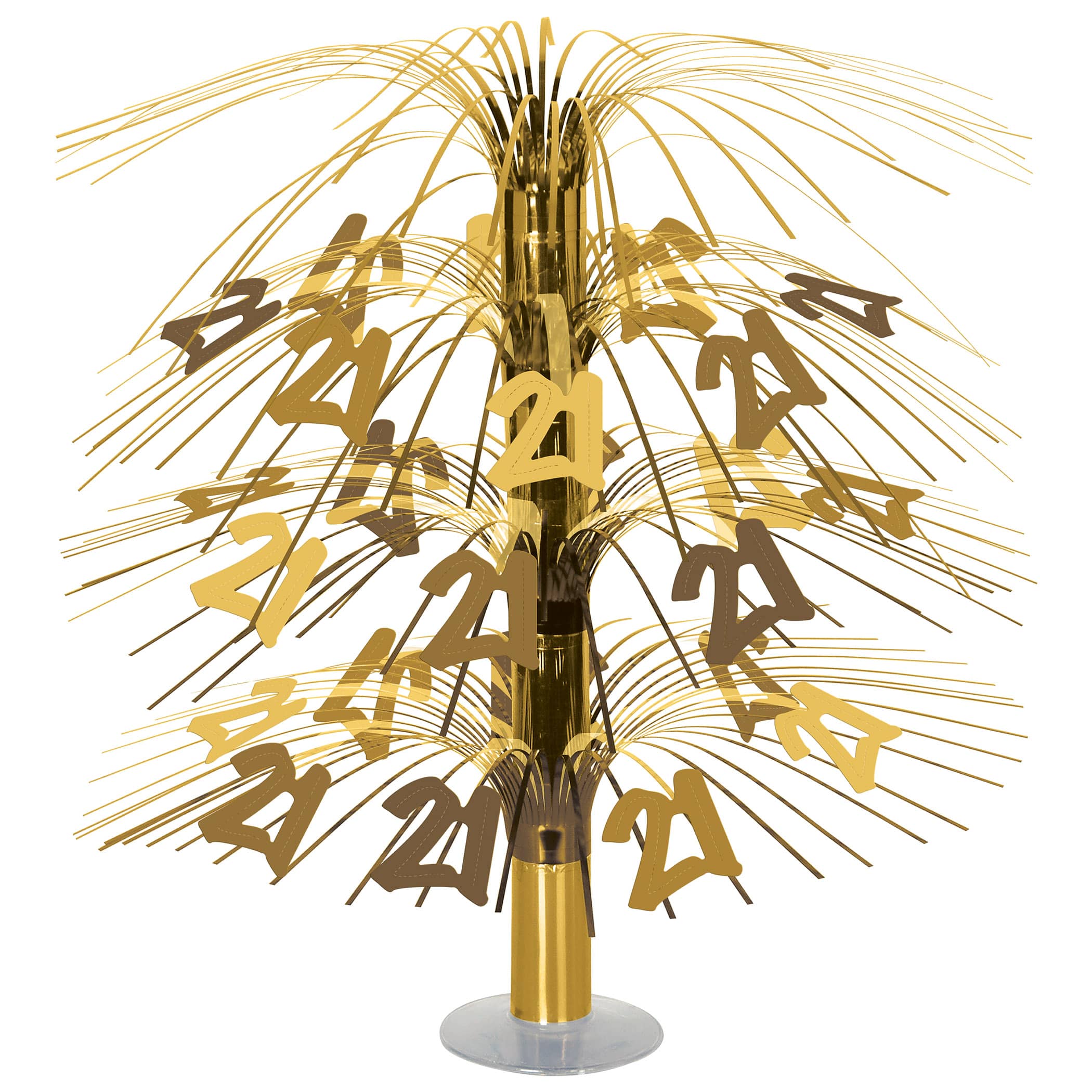Gold "21" Cascade Centerpiece (Pack of 6) gold 21 centerpiece, 21st birthday centerpiece, metallic 21 table décor, gold cascade centerpiece, milestone birthday decorations, 18 inch 21 centerpiece, 21st birthday party supplies