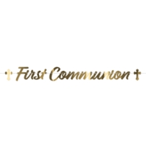 Gold Foil First Communion Streamer (Pack of 12) gold communion streamer, first communion décor, silver foil religious banner, gold cross decorations, communion party supplies, religious streamer pack
