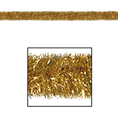 Gold Gleam 'N Tinsel Garland made of metallic tinsel material.