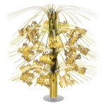 Gold Happy Birthday Cascade Centerpiece (Pack of 6) gold happy birthday centerpiece, 18 inch birthday centerpiece, metallic birthday table décor, gold cascade centerpiece, happy birthday table decoration, birthday party supplies, gold fringe centerpiece