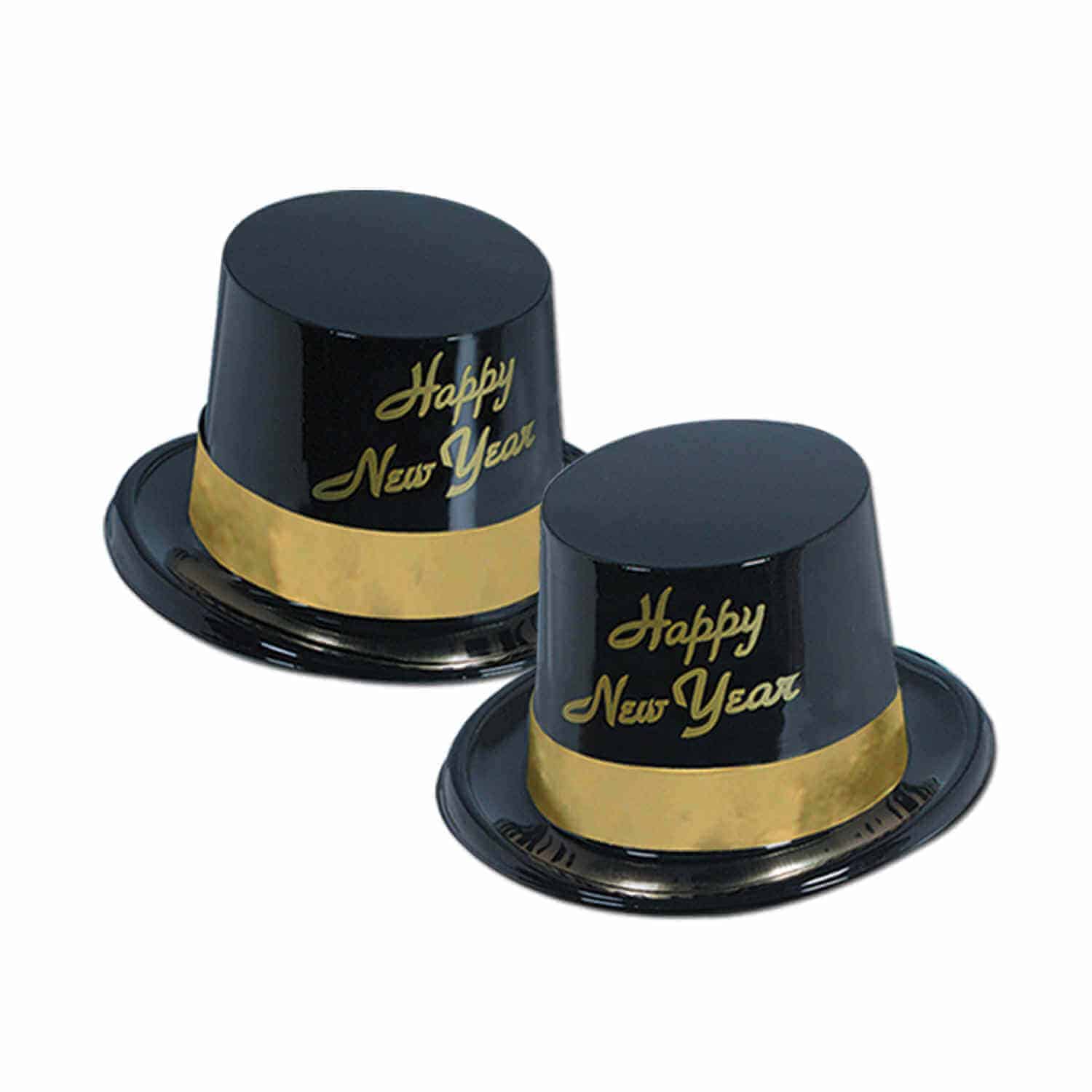 black and gold happy new year top hats