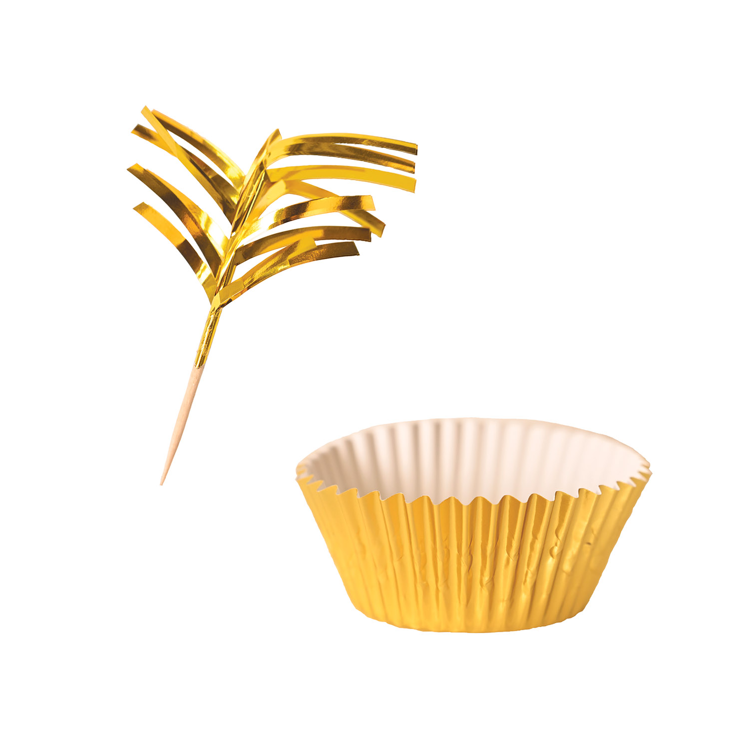 Gold Metallic Cupcake Liners & Picks
