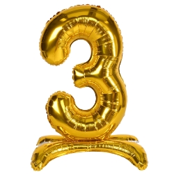  Gold Self Standing Number "3" Foil Balloons