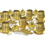 Golden New Year Assortment for 50  Golden New Year Assortment for 50 , 2022, gold, new year's eve, party kit, hat, tiara, horn, bead, wholesale, inexpensive, bulk, party favor