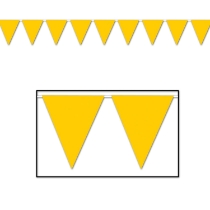 Golden-Yellow Pennant Banner (Pack of 12) golden yellow pennant banner, yellow party decorations, all-weather pennant banner, outdoor event banners, yellow flag banner, school spirit décor, Party Express pennant banner, festival decorations, sports event décor, yellow hanging banner