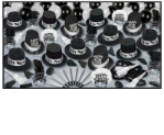 Grand Deluxe Silver - New Year's Party Kit for 50 New Years Eve, party, kit, assortment, hats, tiaras, horns, noisemakers 