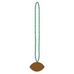 Green small round beads with football medallion attached.