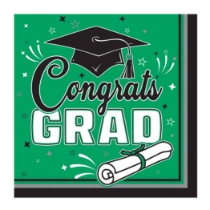 Green Congrats Grad 2-Ply Luncheon Napkins (Pack of 432) green grad napkins, congrats grad napkins, 2 ply luncheon napkins, graduation party supplies, green party napkins, tissue napkins bulk, graduation tableware