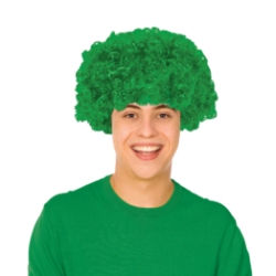 Green Curly Wig (Pack of 6) green curly wig, green wig pack, synthetic fiber wig, flame resistant wig, costume wigs, party wigs, group costume accessories, one size fits most wig, team spirit wigs, Party Express wigs