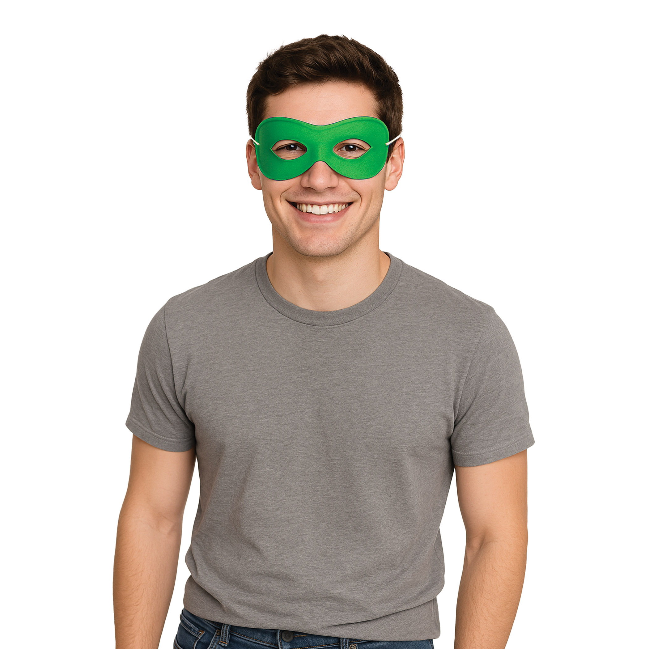 Green Fabric Hero Mask (Pack of 12) green hero mask, green fabric mask, hero mask pack of 12, elastic superhero mask, kids party masks, costume accessories, superhero masks bulk, group costume masks, party express mask
