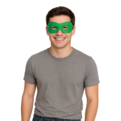 Green Fabric Hero Mask (Pack of 12) green hero mask, green fabric mask, hero mask pack of 12, elastic superhero mask, kids party masks, costume accessories, superhero masks bulk, group costume masks, party express mask