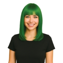 Green Long Bob Wig (Pack of 6) green long bob wig, green wig pack, synthetic fiber wig, flame resistant wig, costume wigs, party wigs, group costume accessories, one size fits most wig, team spirit wigs, Party Express wigs