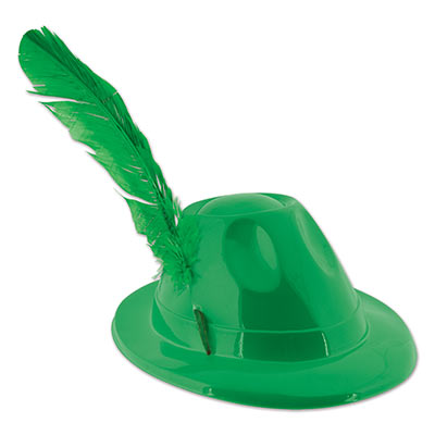 Green Plastic Alpine Hats with a Feather