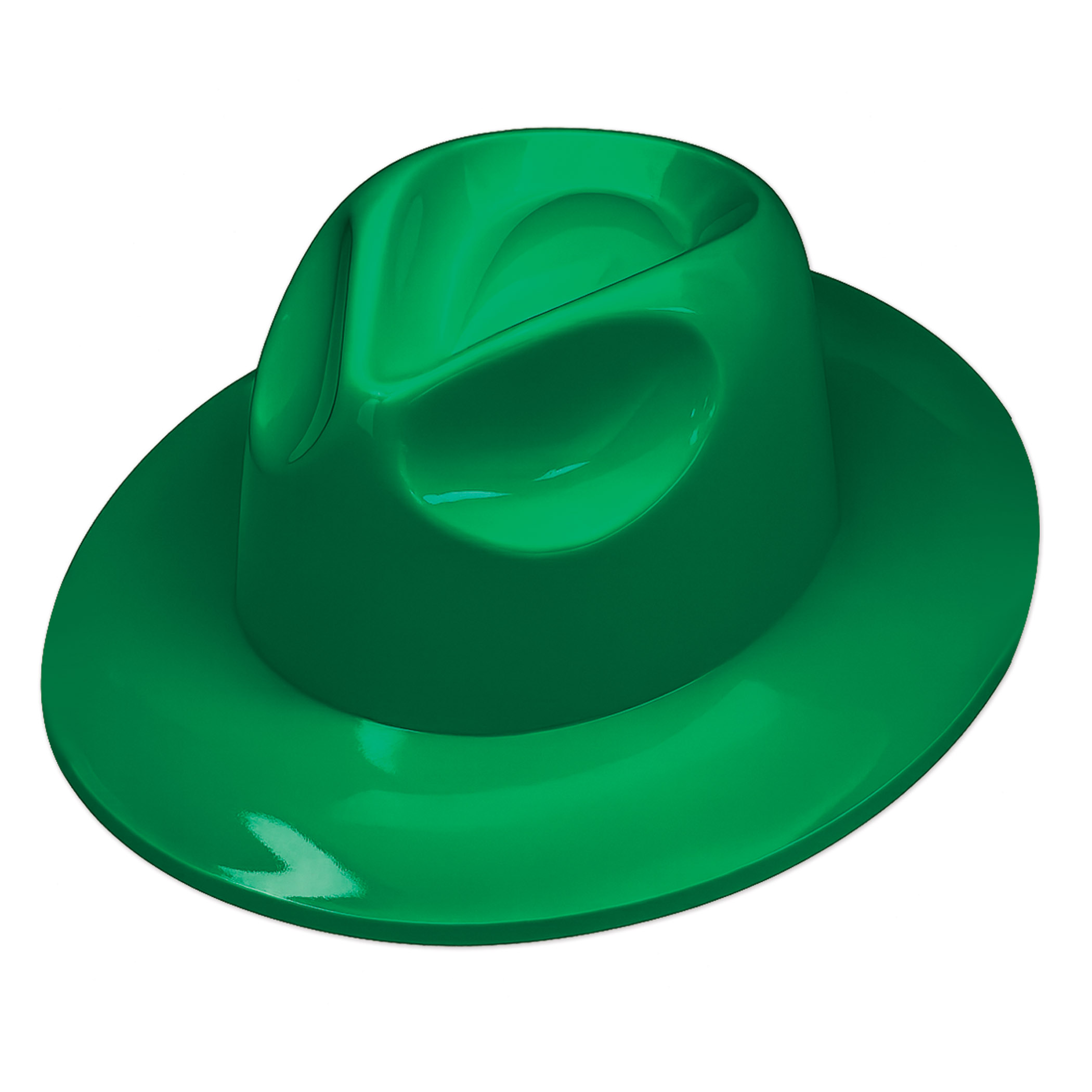 Green Plastic Fedora (Pack of 25) green plastic fedora, green fedora hats, bulk party hats, fedora pack of 25, St. Patrick’s Day hats, plastic fedora wholesale, green party accessories, costume hats, Party Express fedora