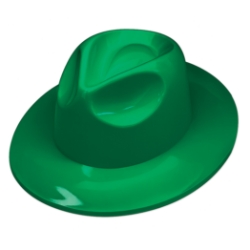 Green Plastic Fedora (Pack of 25) green plastic fedora, green fedora hats, bulk party hats, fedora pack of 25, St. Patrick’s Day hats, plastic fedora wholesale, green party accessories, costume hats, Party Express fedora