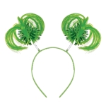 Green Ponytail Boppers (Pack of 12) green ponytail boppers, synthetic hair boppers, metallic fringe boppers, snap-on headband boppers, party headbands, spirit day accessories, cheer accessories, green costume accessories, bulk party favors, Party Express boppers