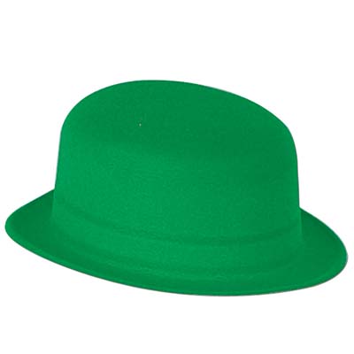 Plain green derby with velour material for St. Patricks Day party favors.