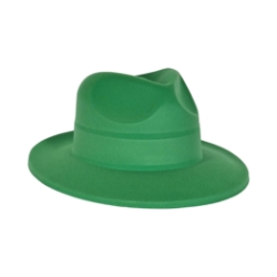 Green Velour Fedora (Pack of 25) green velour fedora, green party hat, velour fedora pack, one size fits most fedora, plastic velour hat, St. Patrick’s Day hat, party favor fedoras, green costume accessories