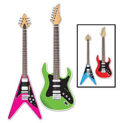 Different Shapes Electric Guitar Cutouts wall decorations for 80s themed party