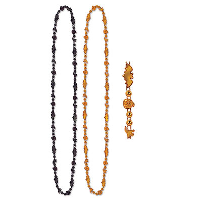 Halloween Beads (Pack of 24) Black, orange, party, beads, halloween, wearable, necklace 
