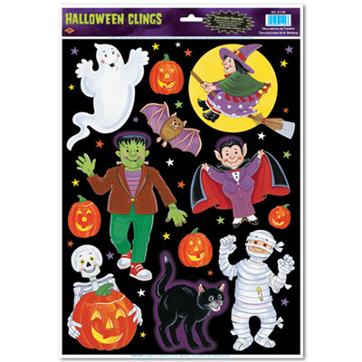 Halloween Character Clings (Pack of 12) Halloween Character Clings, halloween, character, clings, decoration, party favor, wholesale, inexpensive, bulk