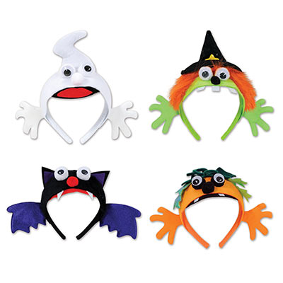 Halloween Headbands (Pack of 12) Halloween Headbands, halloween, headbands, witch, bat, ghost, jack-o-lantern, party favor, wholesale, inexpensive, bulk