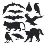 Halloween Silhouettes (Pack of 120) Halloween Silhouettes, halloween, decoration, bat, cat, raven, wholesale, inexpenisve, bulk