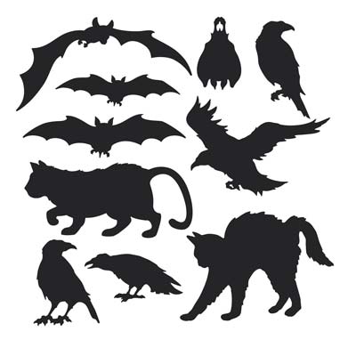 Halloween Silhouettes (Pack of 120) Halloween Silhouettes, halloween, decoration, bat, cat, raven, wholesale, inexpenisve, bulk