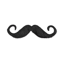 Black material handlebar hairy 'stache.