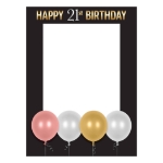 Happy 21st Birthday Photo Fun Frame (Pack of 12) 21st birthday photo frame, happy 21st birthday props, milestone photo booth frame, black gold pink party décor, 21st birthday decorations, cardboard photo fun frame, 21st birthday party supplies