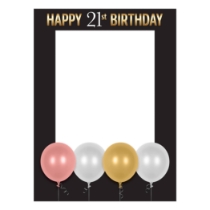 Happy 21st Birthday Photo Fun Frame (Pack of 12) 21st birthday photo frame, happy 21st birthday props, milestone photo booth frame, black gold pink party décor, 21st birthday decorations, cardboard photo fun frame, 21st birthday party supplies