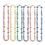 Happy Birthday Beads-Of-Expression in assorted colors and molded plastic of "Happy Birthday".