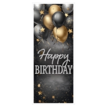Black, Gold & Silver Happy Birthday Door Cover