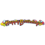 Colorful Happy Birthday Streamer ombre Red and Yellow Lettering