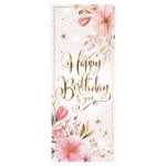 Happy Birthday To You Door Cover (Pack of 12) happy birthday door cover, birthday door banner, pink and gold birthday décor, floral birthday decoration, all-weather door cover, elegant birthday sign, party entrance décor, Party Express birthday supplies