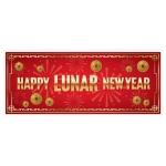 Happy Lunar New Year Oversized Sign Banner (Pack of 12) Lunar New Year banner, oversized New Year sign, red and gold banner, 30x6 banner, Chinese New Year decorations, all-weather event banner, Lunar New Year party supplies