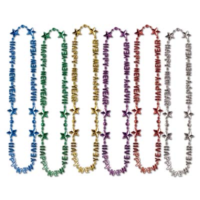 Assorted colors of expression beads of "Happy New Year".