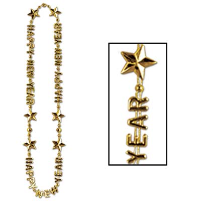 Gold expression beads of "Happy New Year".