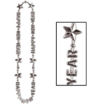 Silver expression beads of "Happy New Year".