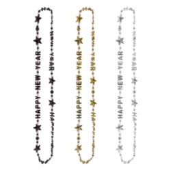 Black, Gold & Silver Happy New Year Beads-Of-Expression
