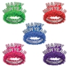 Pink, red, blue, purple and green happy new year regal tiaras  with silver glitter highlighting the lettering. 