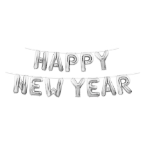 Happy New Year Silver Balloon Streamer