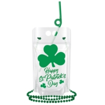 Happy St. Patrick's Day Drink Pouches (Pack of 72) St. Patrick’s Day drink pouches, 16.9 oz drink pouch, St. Patrick’s Day party favors, printed drink pouch with beads, holiday drink pouches, St. Patrick’s Day supplies, drink pouch with straw