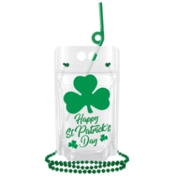 Happy St. Patricks Day Drink Pouches (Pack of 72) St. Patrick’s Day drink pouches, 16.9 oz drink pouch, St. Patrick’s Day party favors, printed drink pouch with beads, holiday drink pouches, St. Patrick’s Day supplies, drink pouch with straw